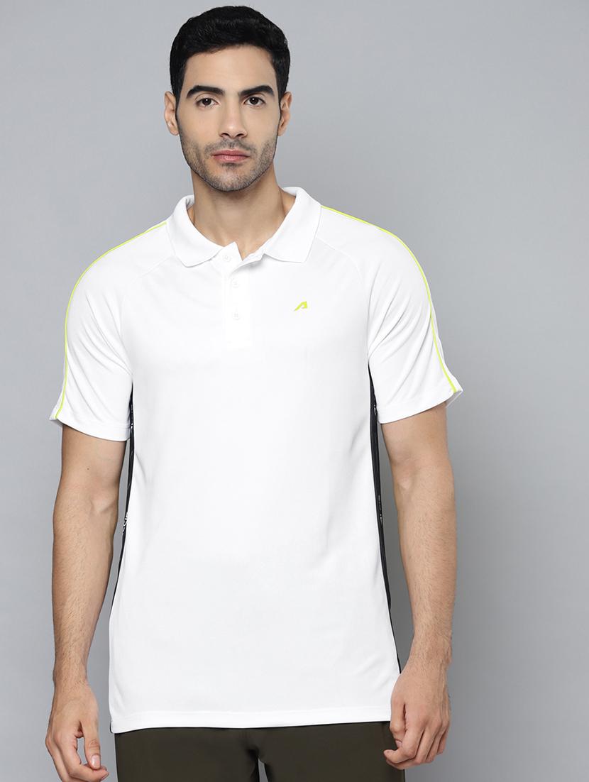 white color-blocked polo t-shirt - 18402931 -  Zoom Image - 0