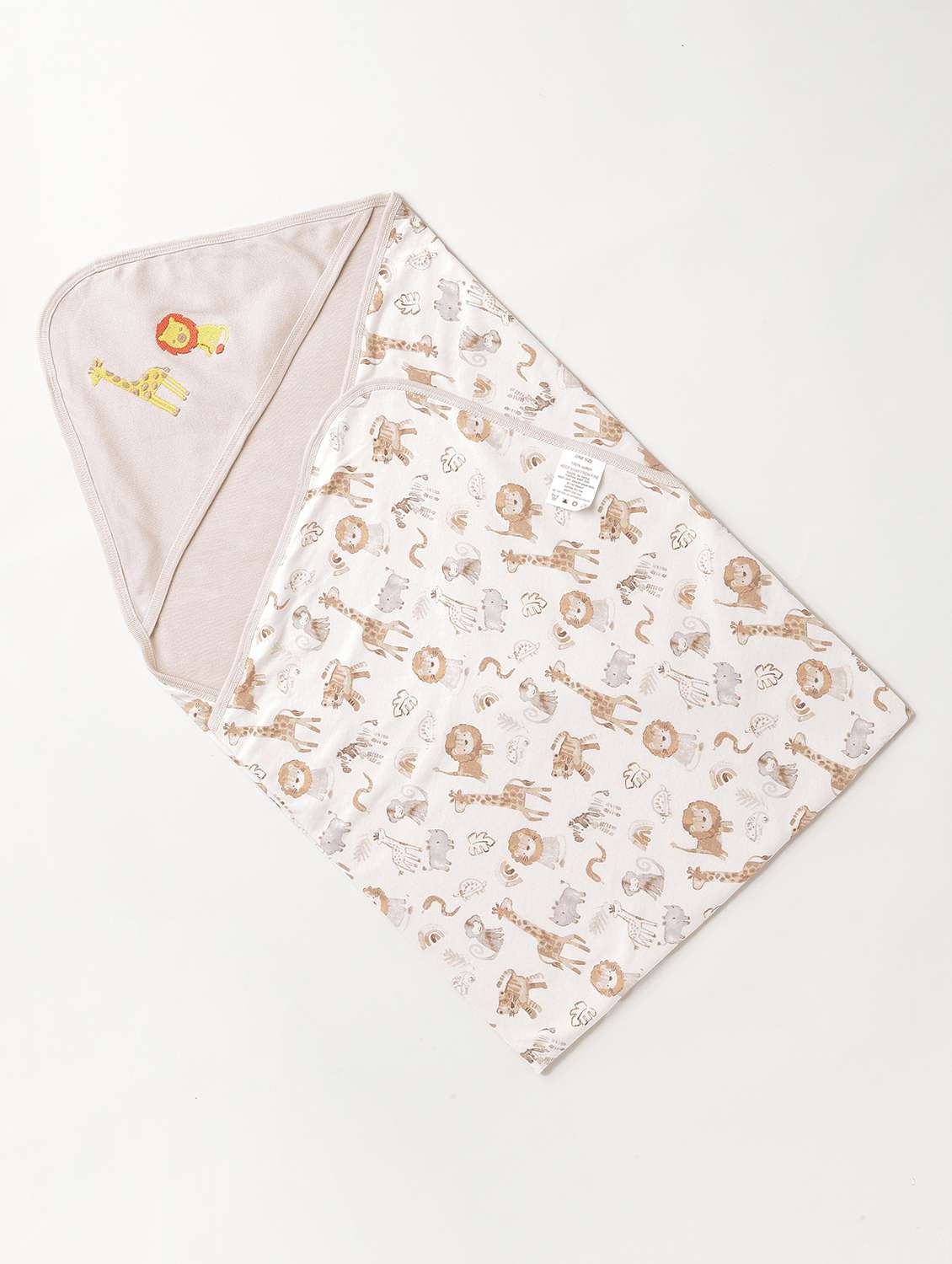 white animal printed blanket 