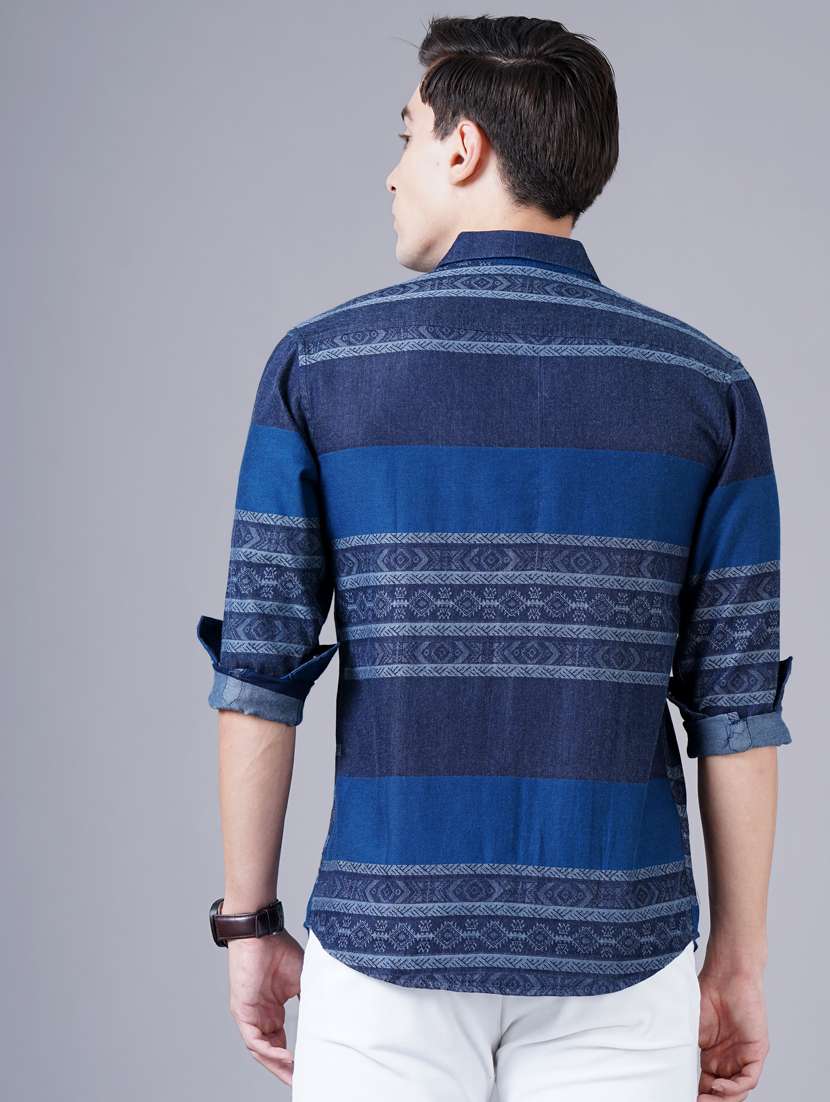 dark blue printed casual shirt - 18403754 -  Standard Image - 2