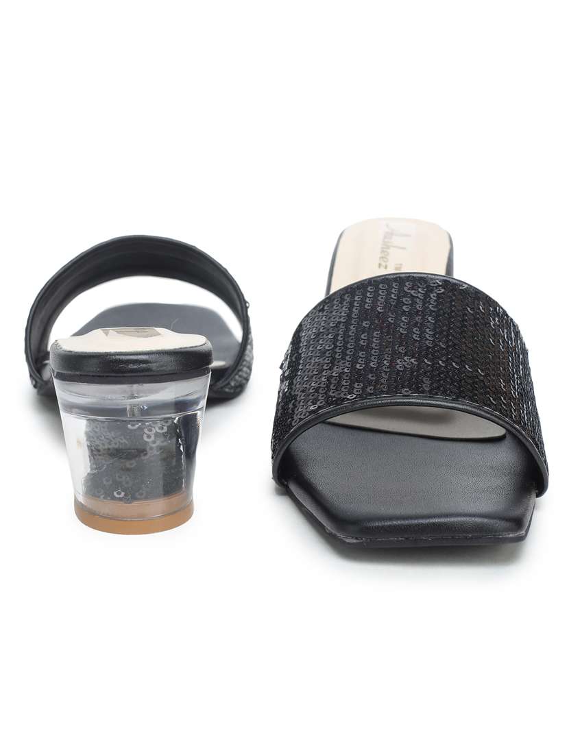 black synthetic slip on sandals - 18403912 -  Standard Image - 2