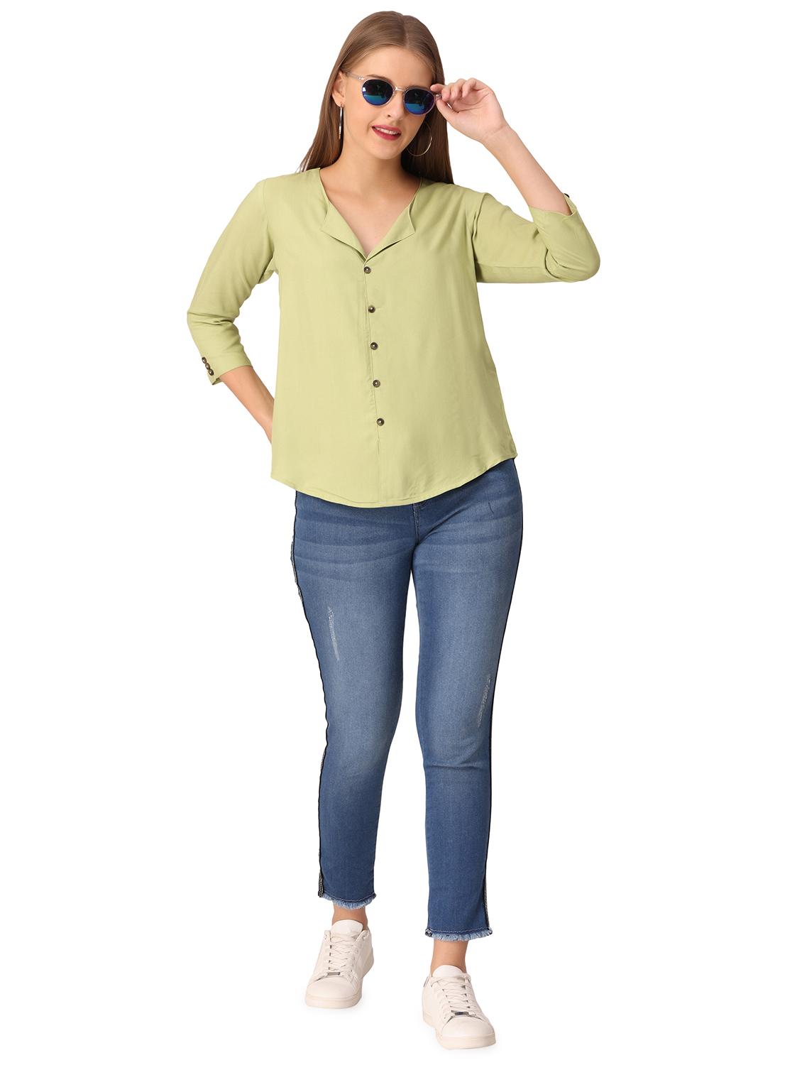 notch neck solid top - 18404003 - Standard Image - 2