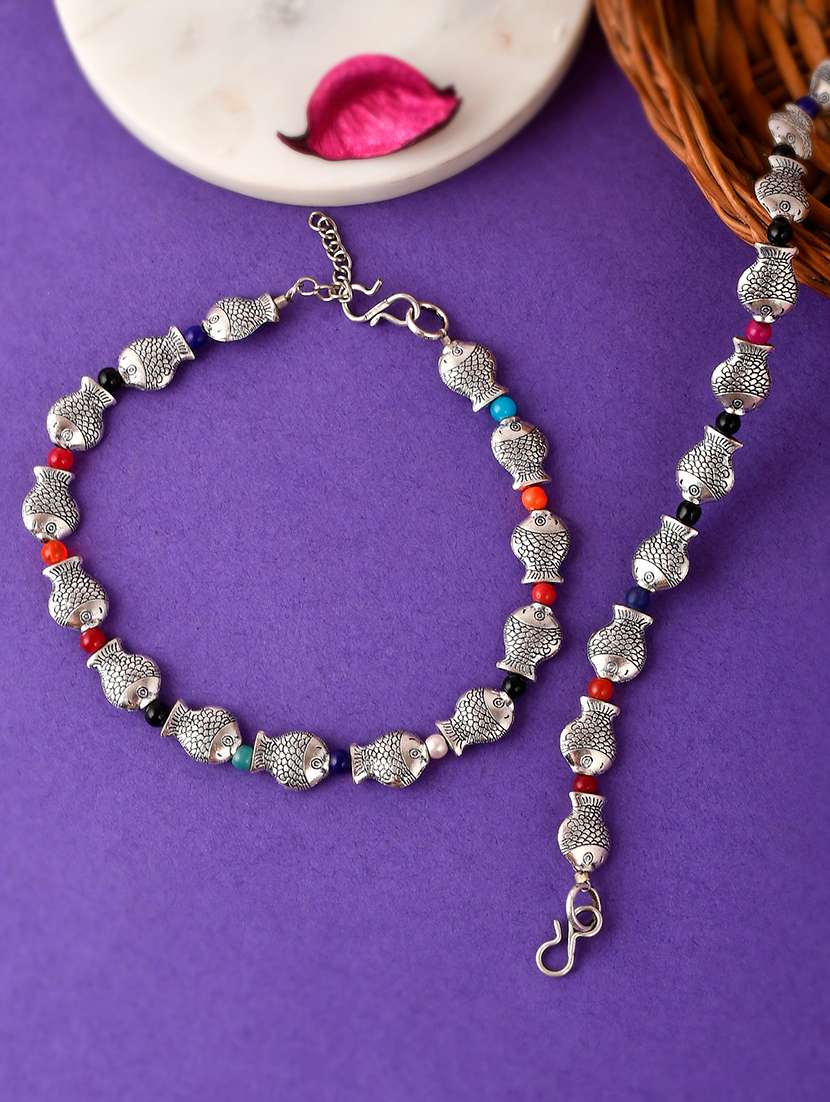silver brass anklets and payal