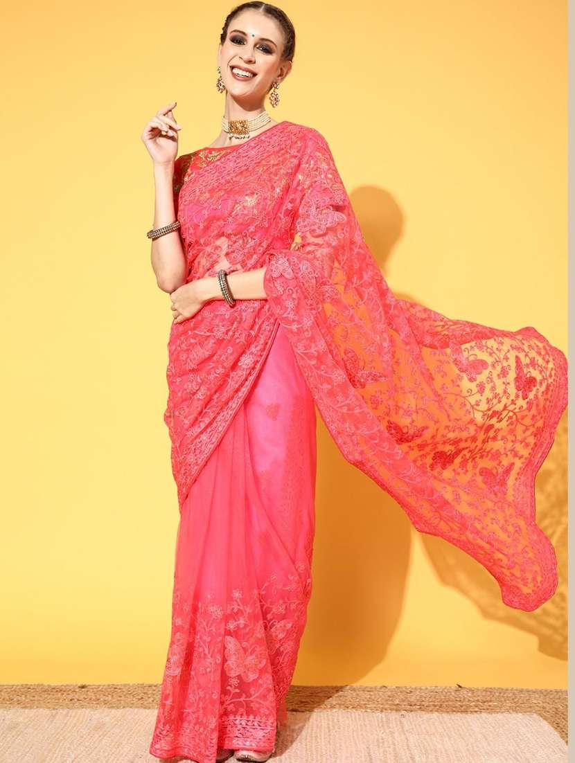 women's embroidered saree with blouse