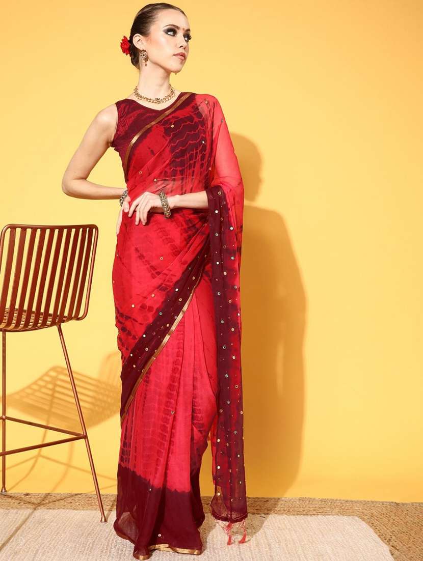 women's embroidered saree with blouse