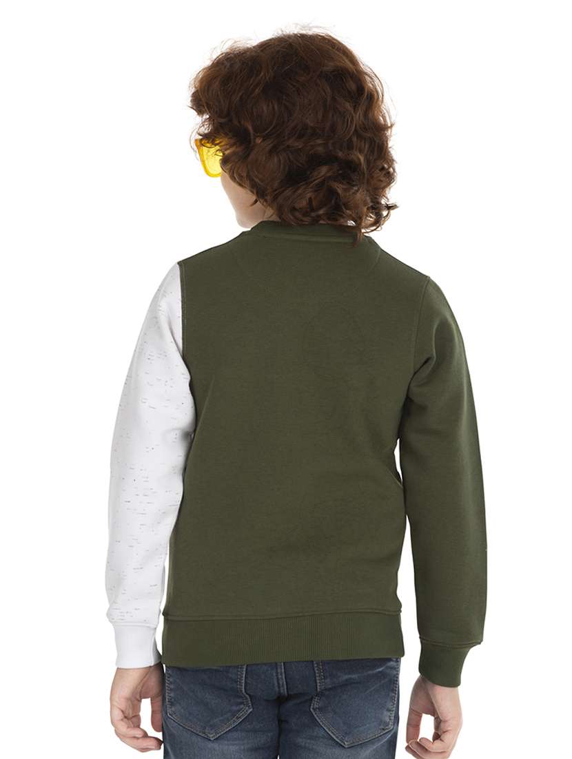 olive green color block sweatshirt - 18404212 - Standard Image - 2