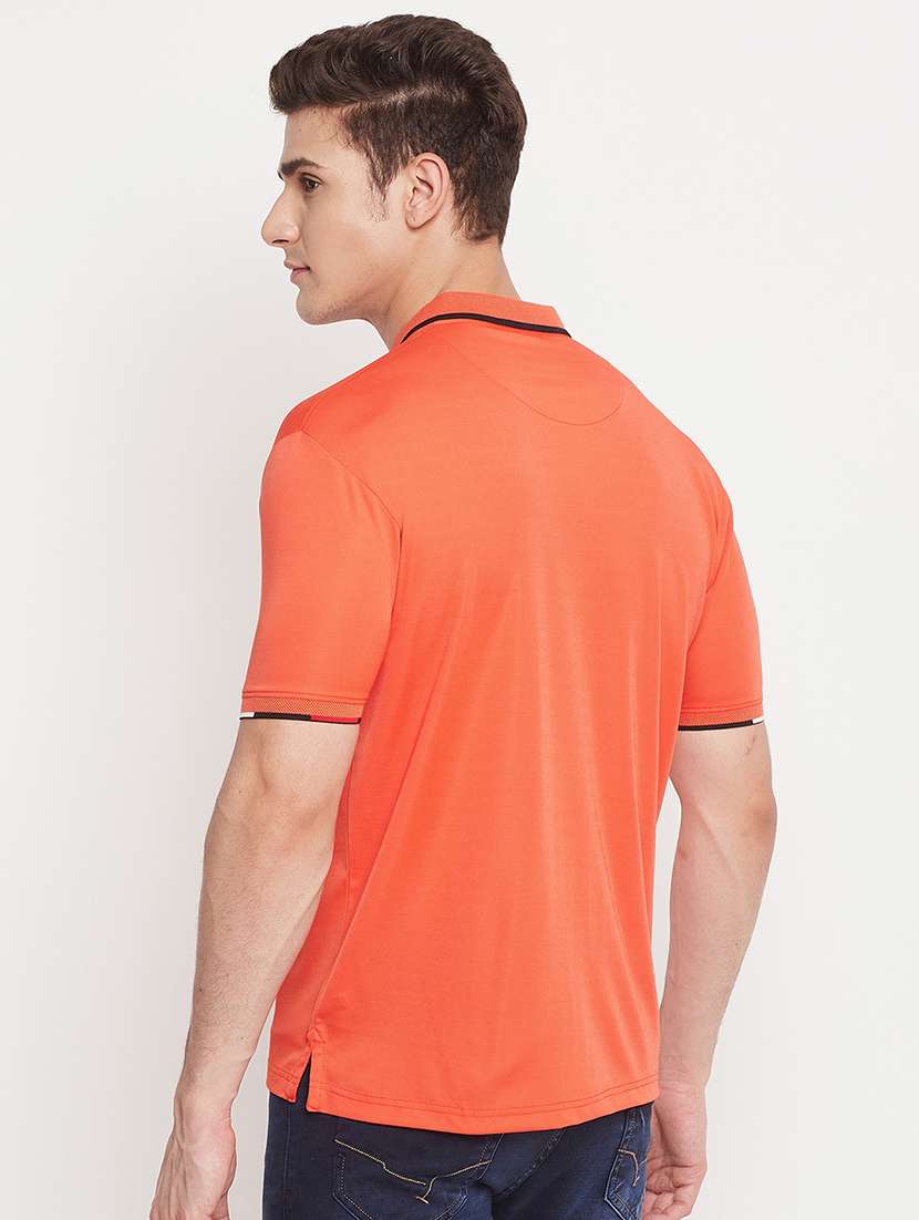 orange solid polo t-shirt - 18404391 - Standard Image - 2