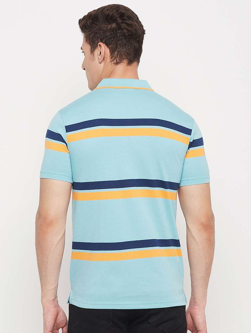 light-blue striped polo t-shirt - 18404399 - Standard Image - 2