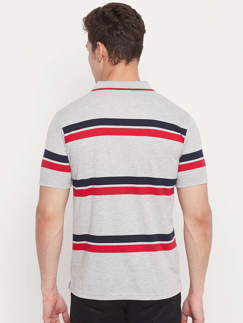 grey striped polo t-shirt - 18404400 - Standard Image - 2