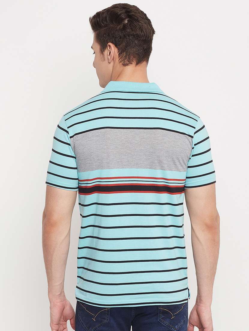 light-blue striped polo t-shirt - 18404404 - Standard Image - 2