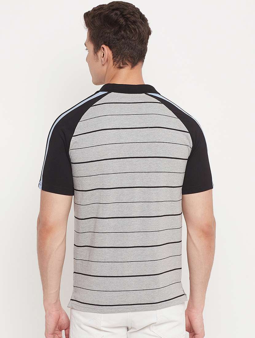 grey striped polo t-shirt - 18404412 - Standard Image - 2