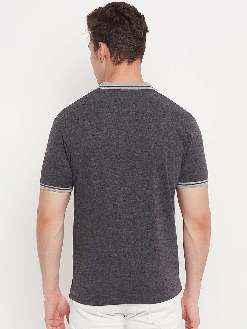 grey color block polo t-shirt  - 18404423 -  Standard Image - 2