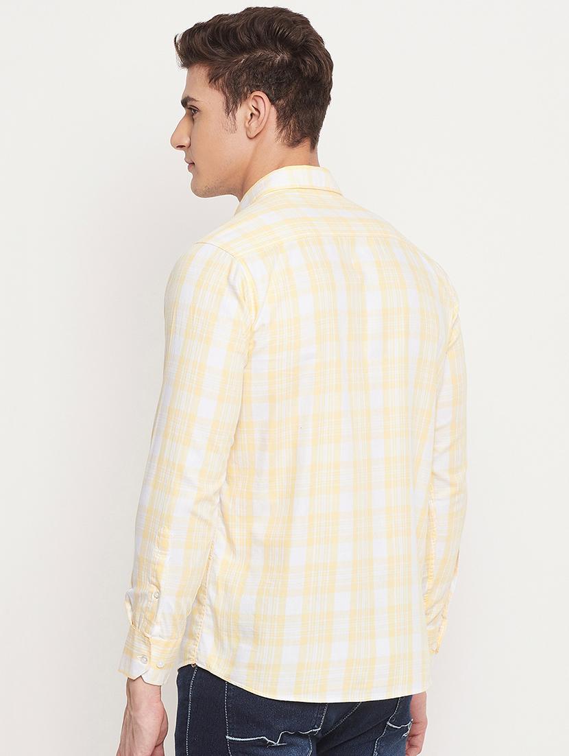 yellow checkered casual shirt - 18404428 - Standard Image - 2
