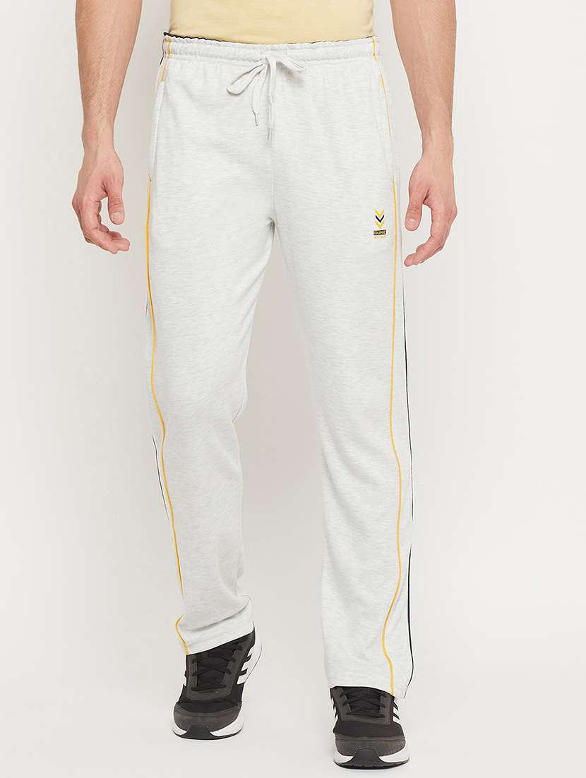 white solid full length track pant