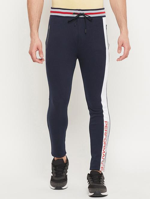 navy-blue printed full length track pant - 18404454 -  Standard Image - 0