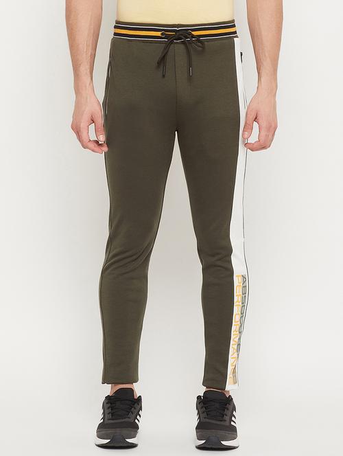 olive-green printed full length track pant - 18404455 -  Standard Image - 0