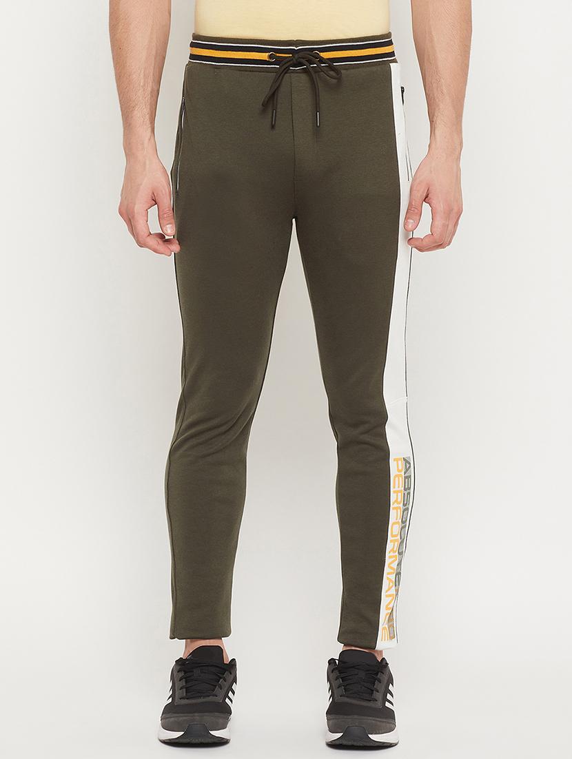 olive-green printed full length track pant - 18404455 -  Zoom Image - 0