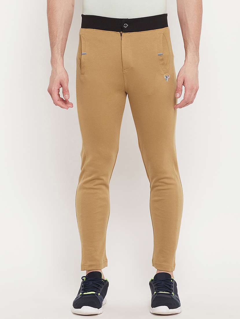 yellow solid ankle length track pant