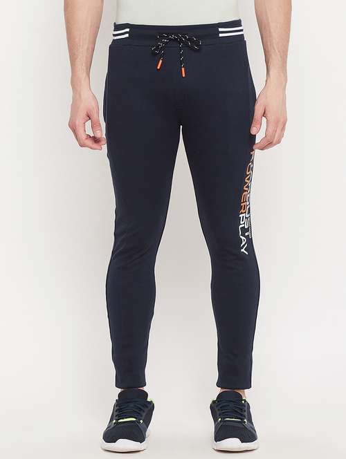 blue solid full length track pant - 18404460 -  Standard Image - 0