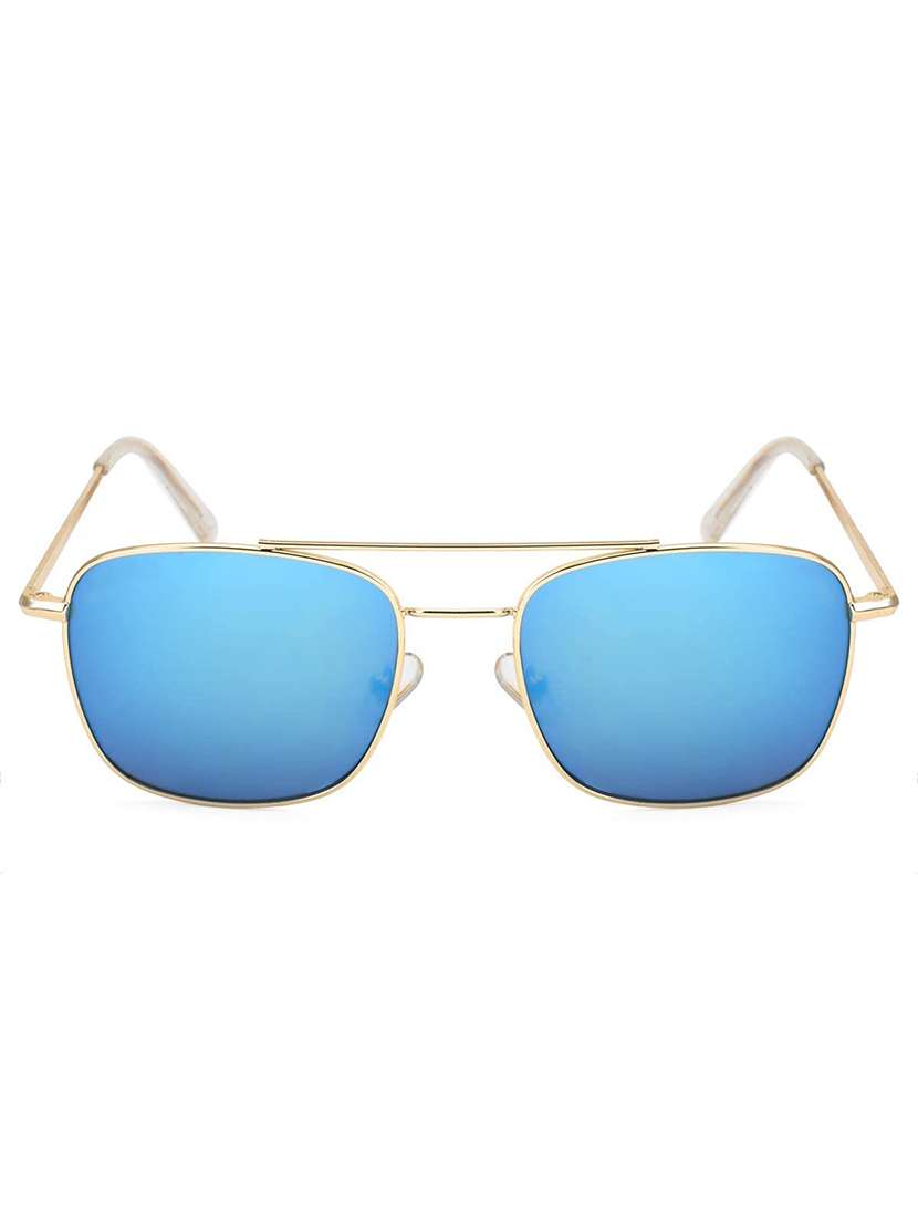 royalmede blue & gold rectangle metal unisex sunglasses