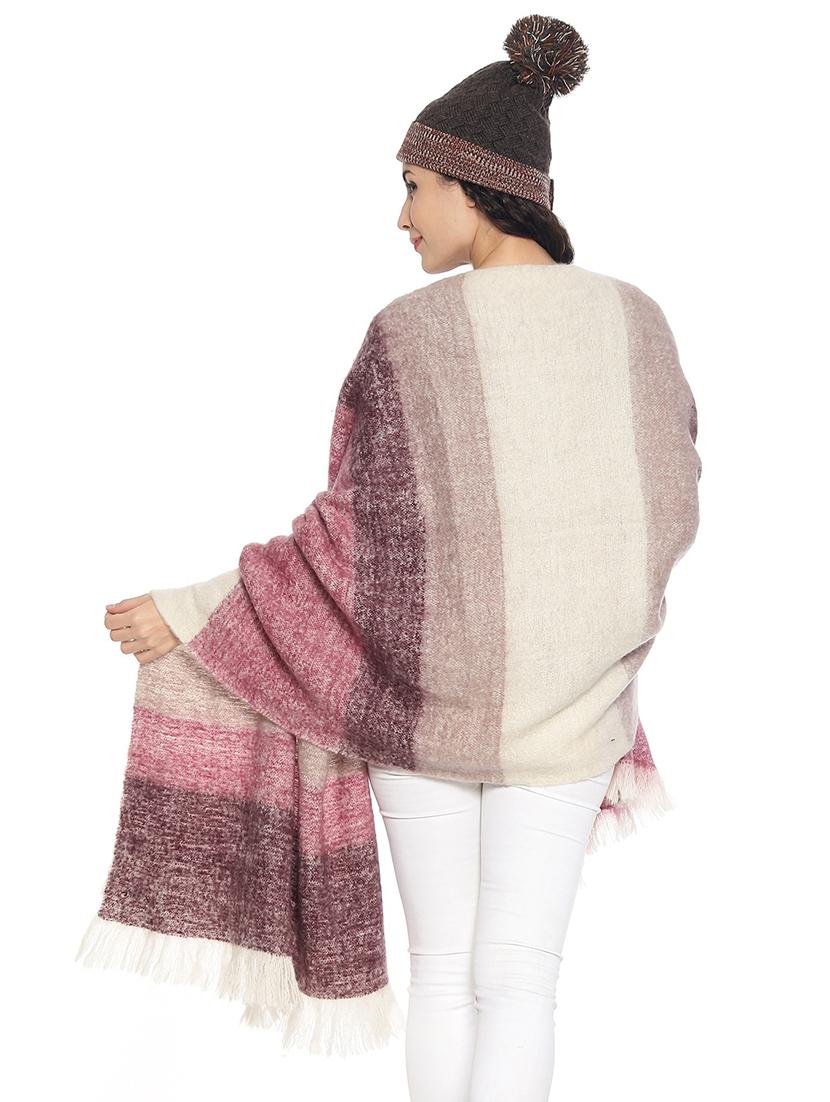 pink striped woolen shawl - 18405098 - Standard Image - 2