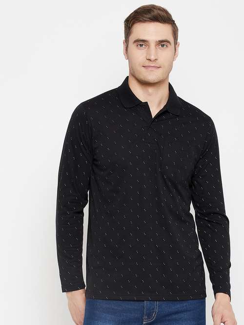 black printed polo neck t-shirt - 18405725 - Standard Image - 0