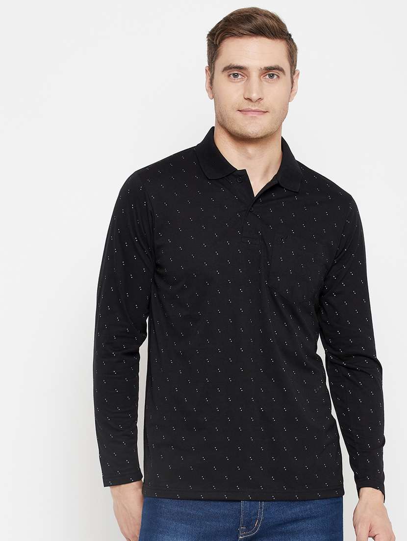 black printed polo neck t-shirt - 18405725 - Zoom Image - 0