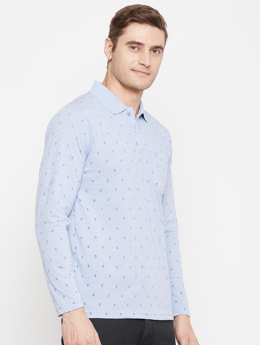 light blue printed polo t-shirt - 18405733 - Standard Image - 2