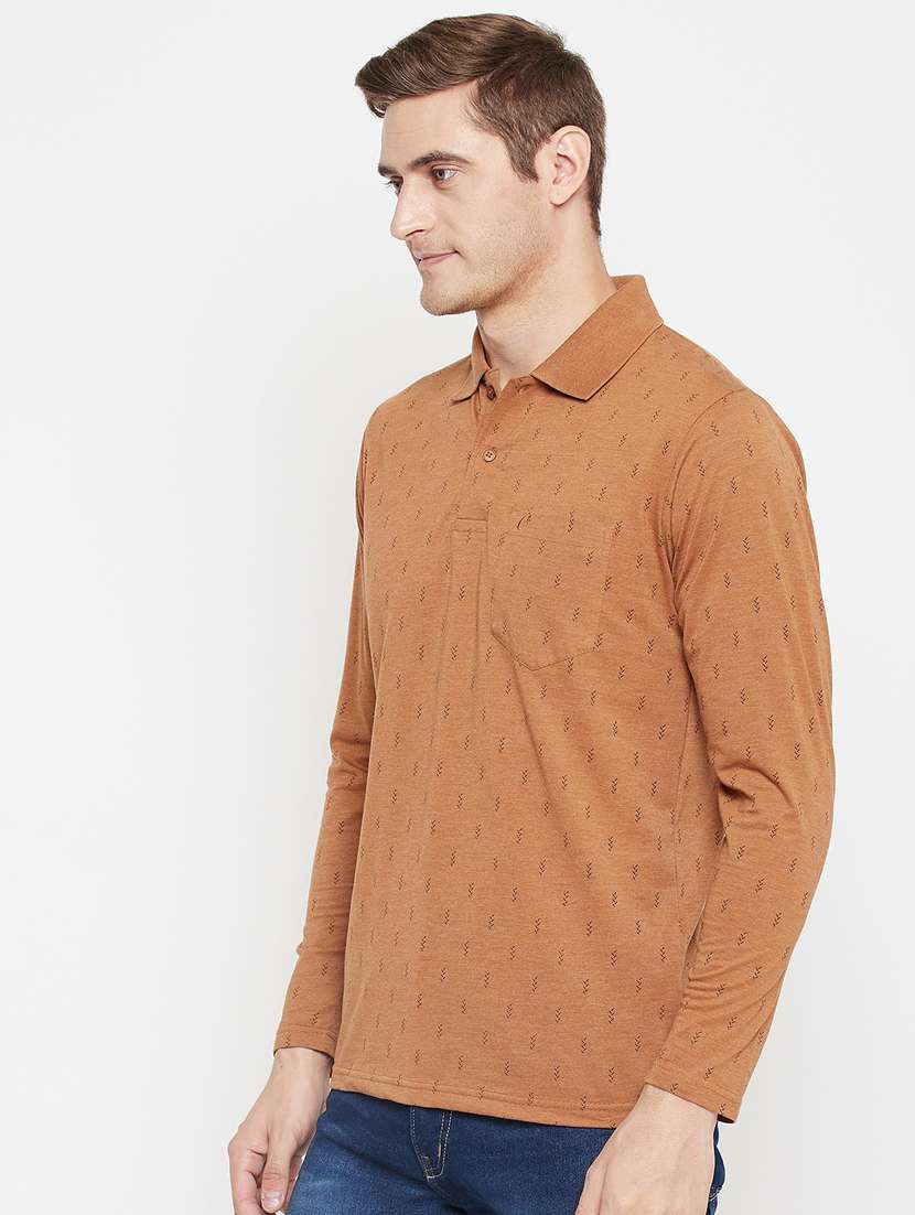 men bronze regular fit printed polo t-shirt - 18405734 -  Standard Image - 2