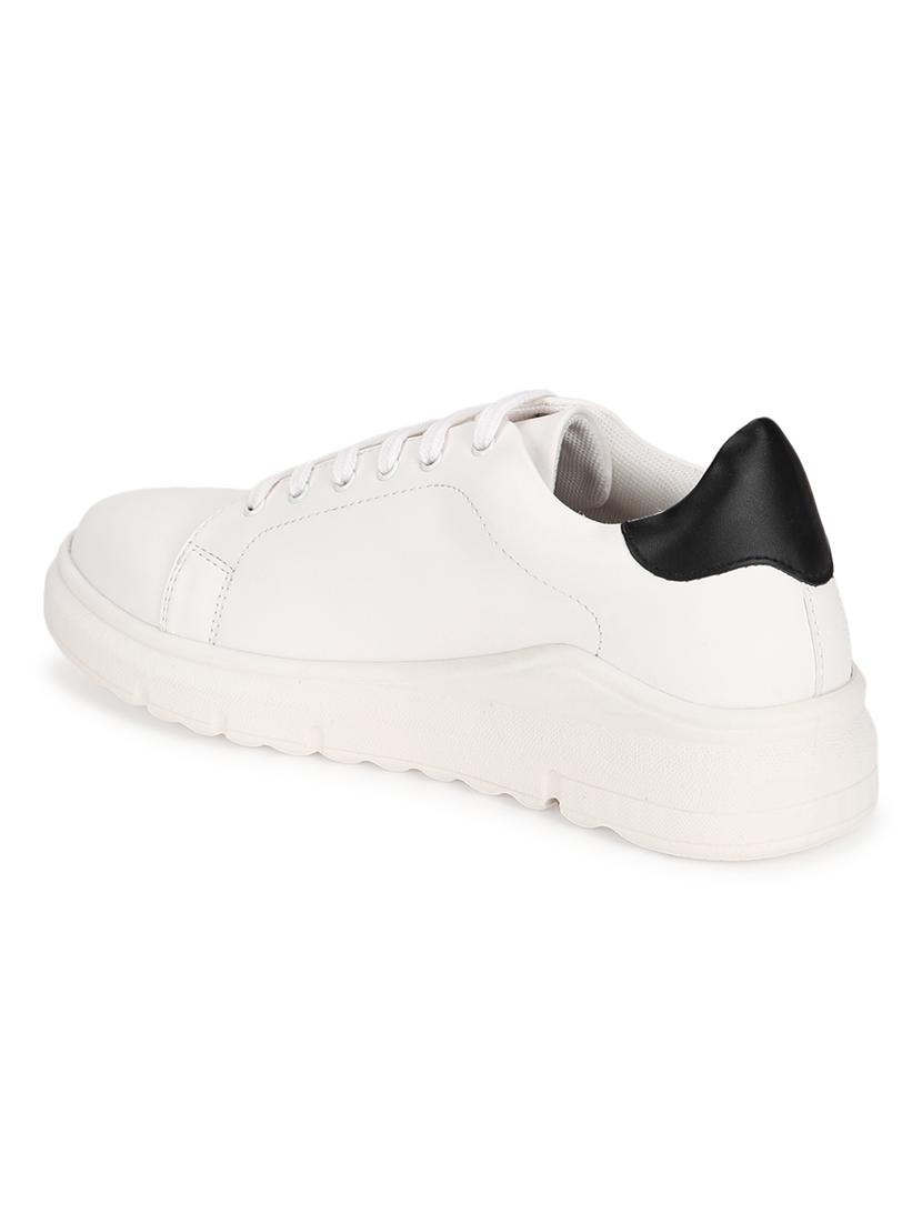 white pu laceup casual shoes - 18405929 - Standard Image - 2