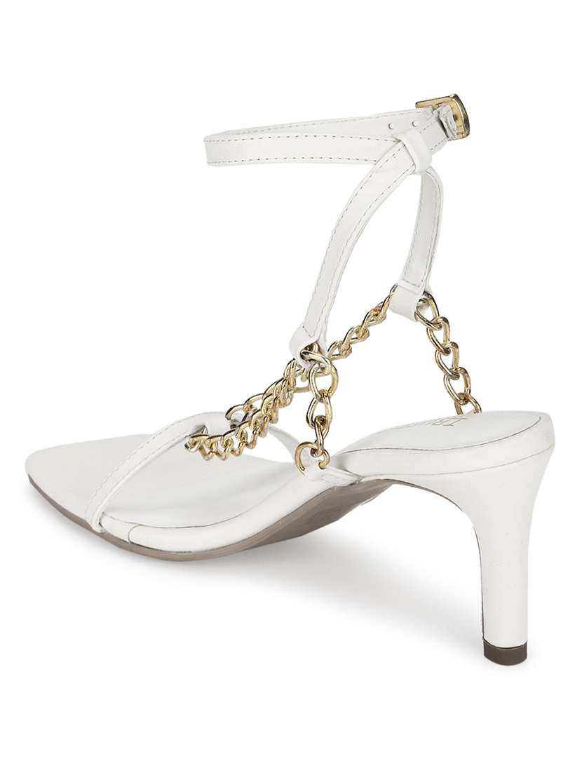 white pu ankle strap sandals - 18405954 -  Standard Image - 2