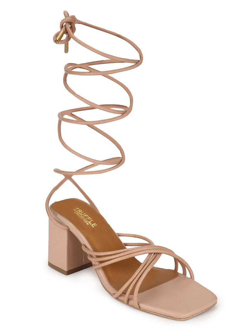 nude pu laceup sandals - 18405958 -  Zoom Image - 0