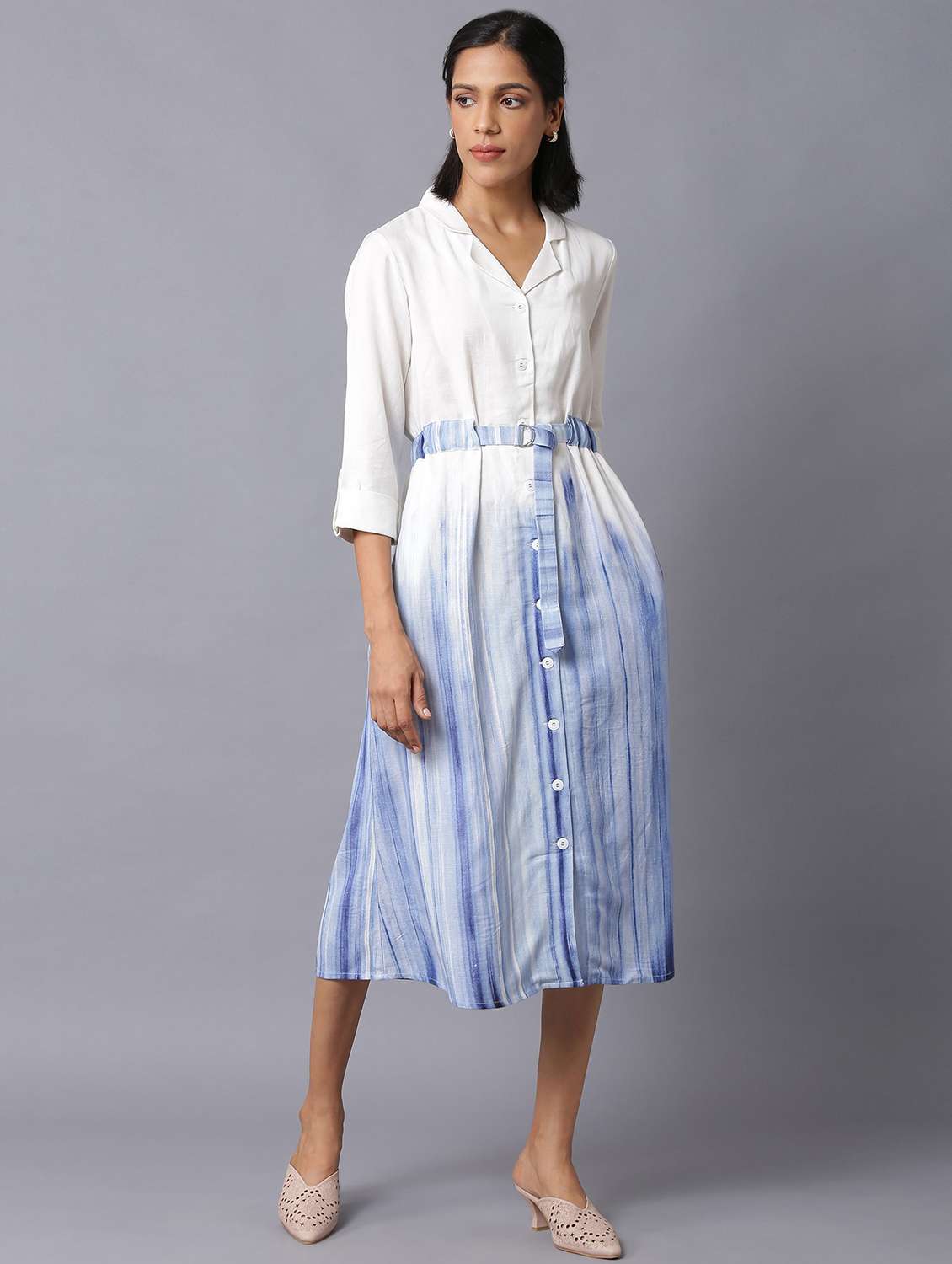 white solid a-line ethnic dress
