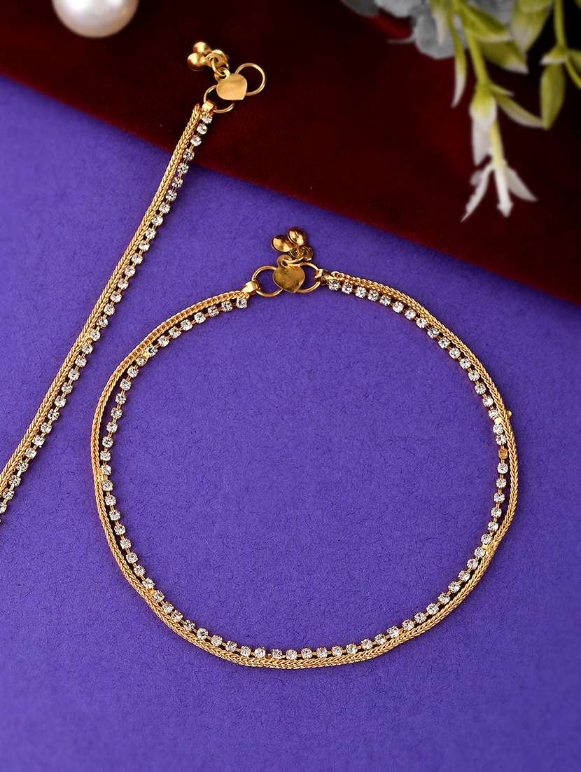 gold brass anklets and payal