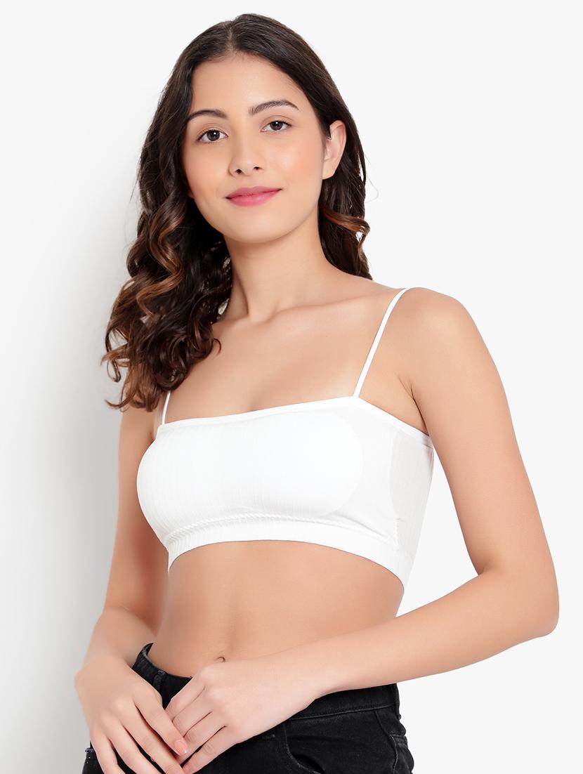 white solid bralette bra - 18406655 - Standard Image - 2