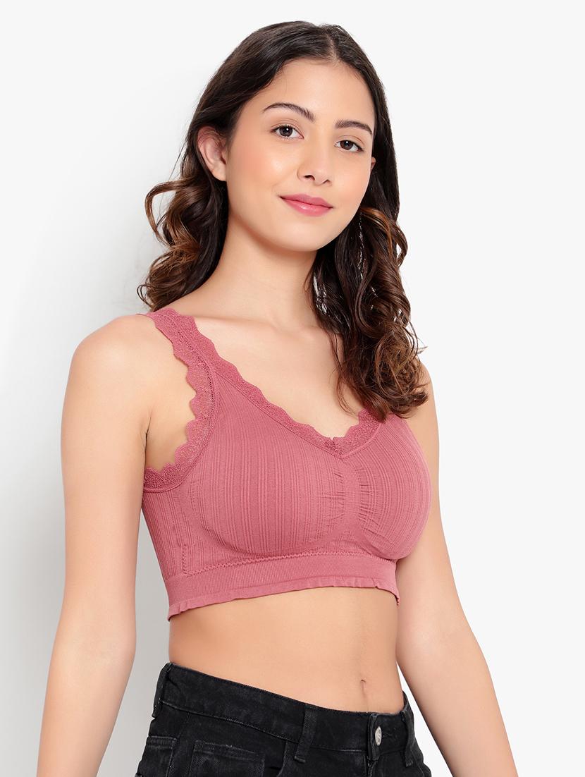 pink solid bralette bra - 18406662 - Standard Image - 2