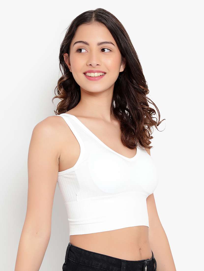 white solid bralette bra  - 18406749 -  Standard Image - 2