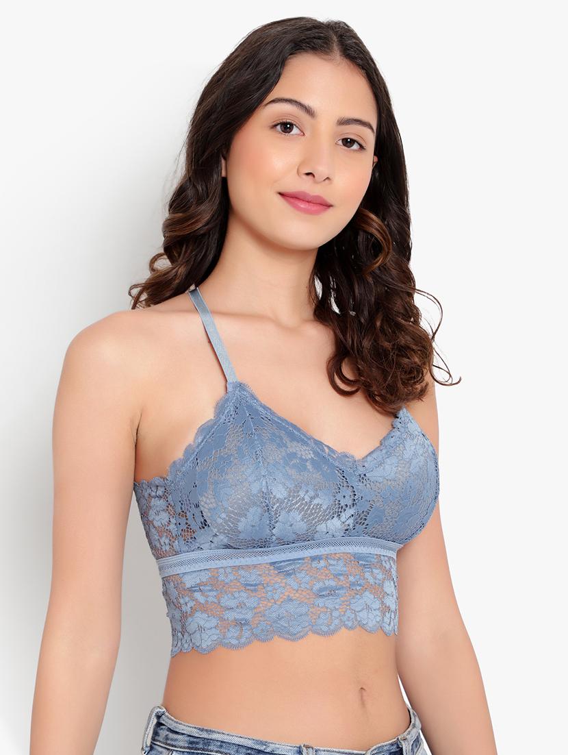 blue solid bralette bra - 18406752 - Standard Image - 2