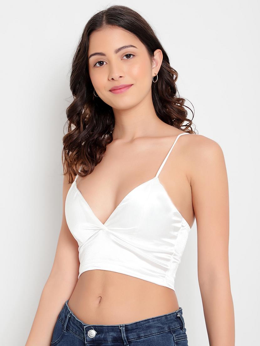 white solid bralette bra - 18406753 - Standard Image - 2