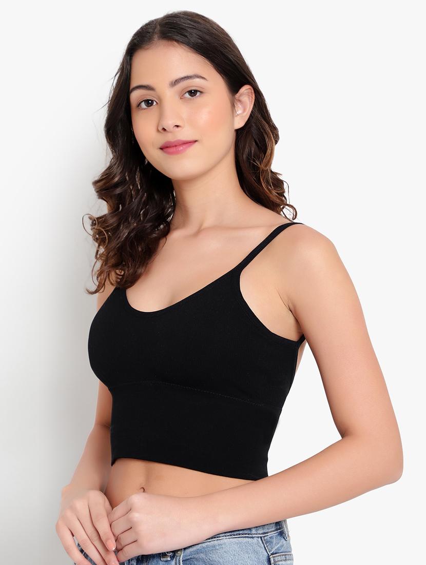 black solid bralette bra - 18406755 - Standard Image - 2