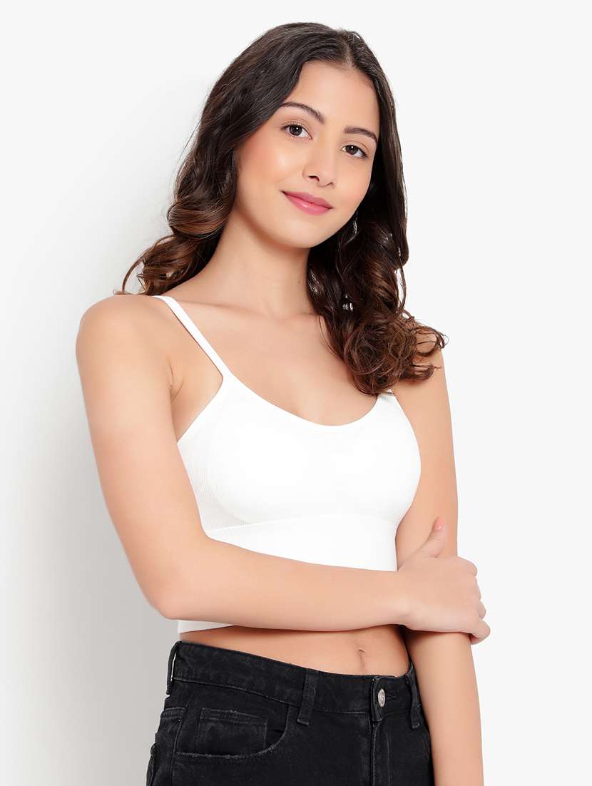 white solid bralette bra - 18406757 - Standard Image - 2