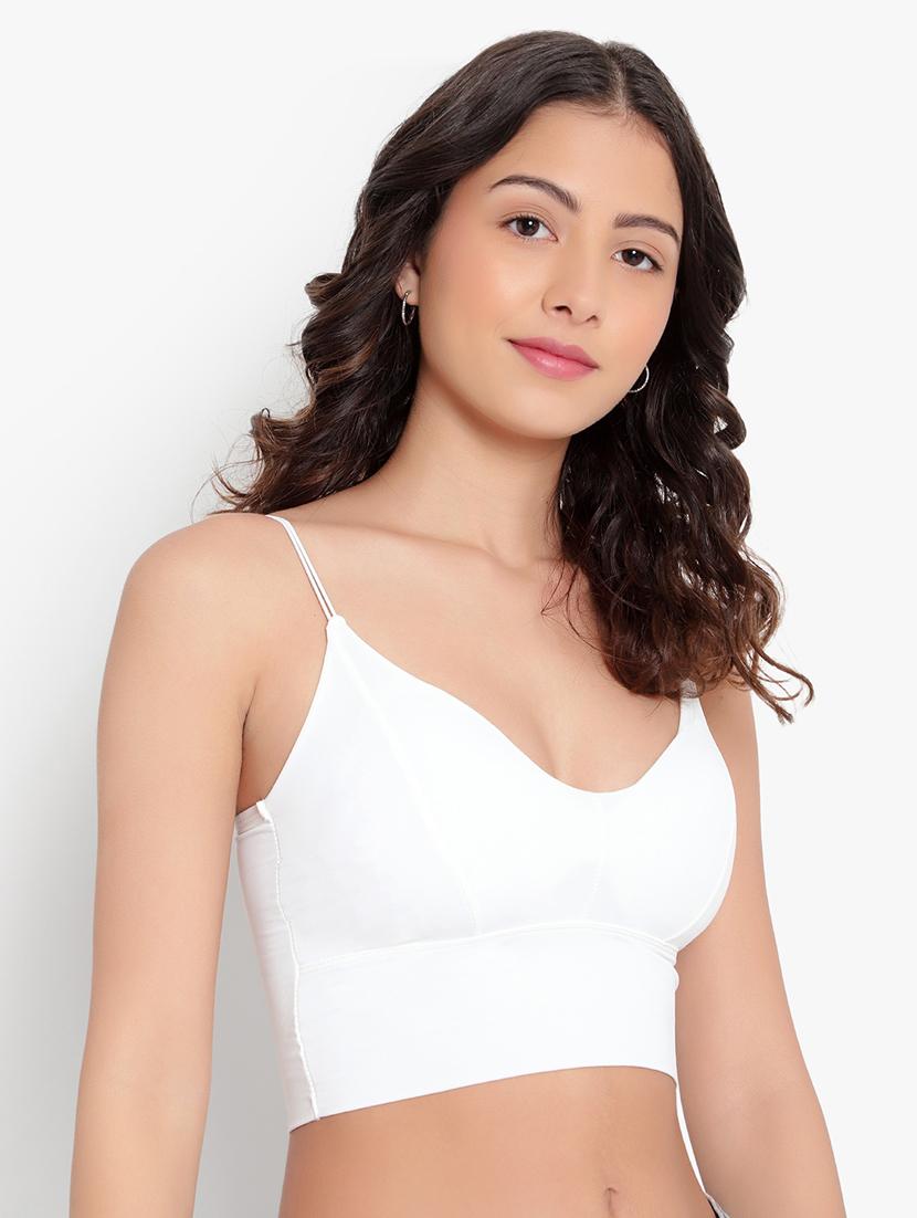 white solid bralette bra - 18406758 - Standard Image - 2