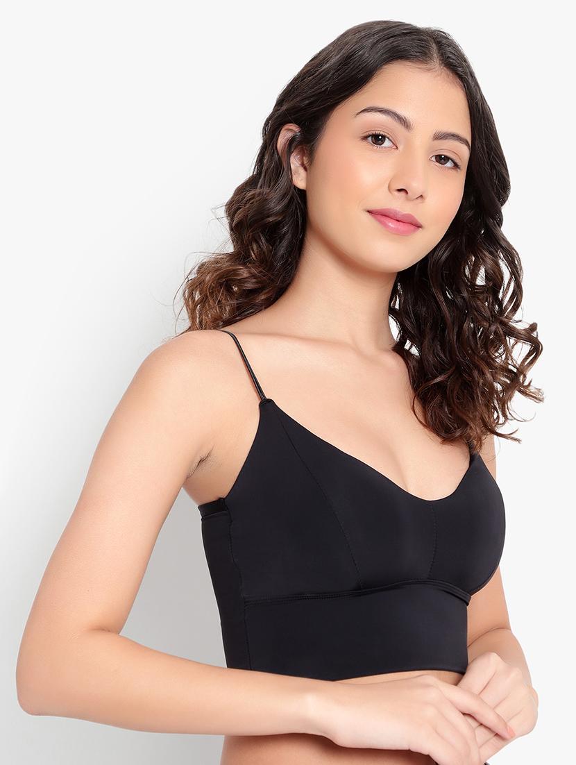 black solid bralette bra - 18406759 - Standard Image - 2