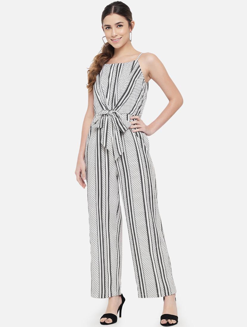 white striped full leg jumpsuit