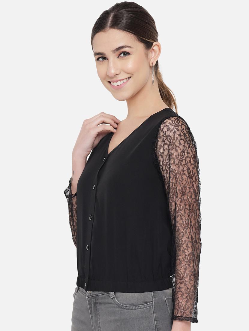 women's straight v neck top - 18407250 - Standard Image - 2