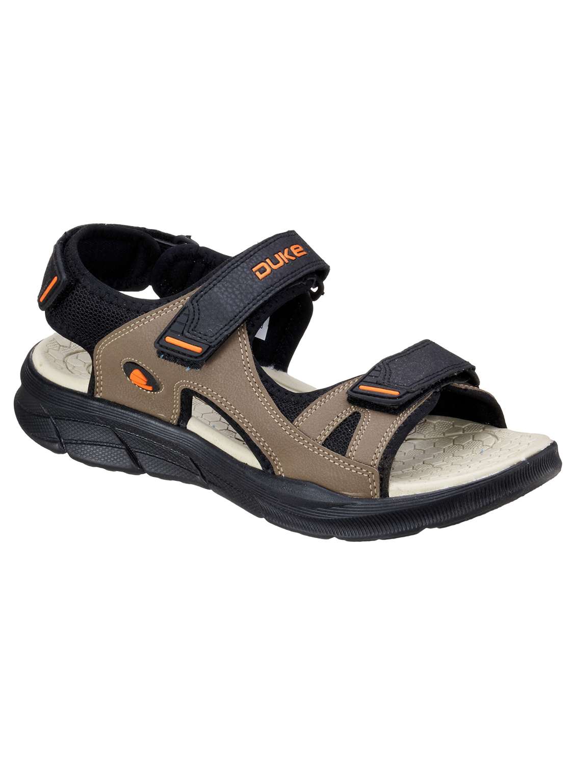 brown synthetic & mesh back strap floaters