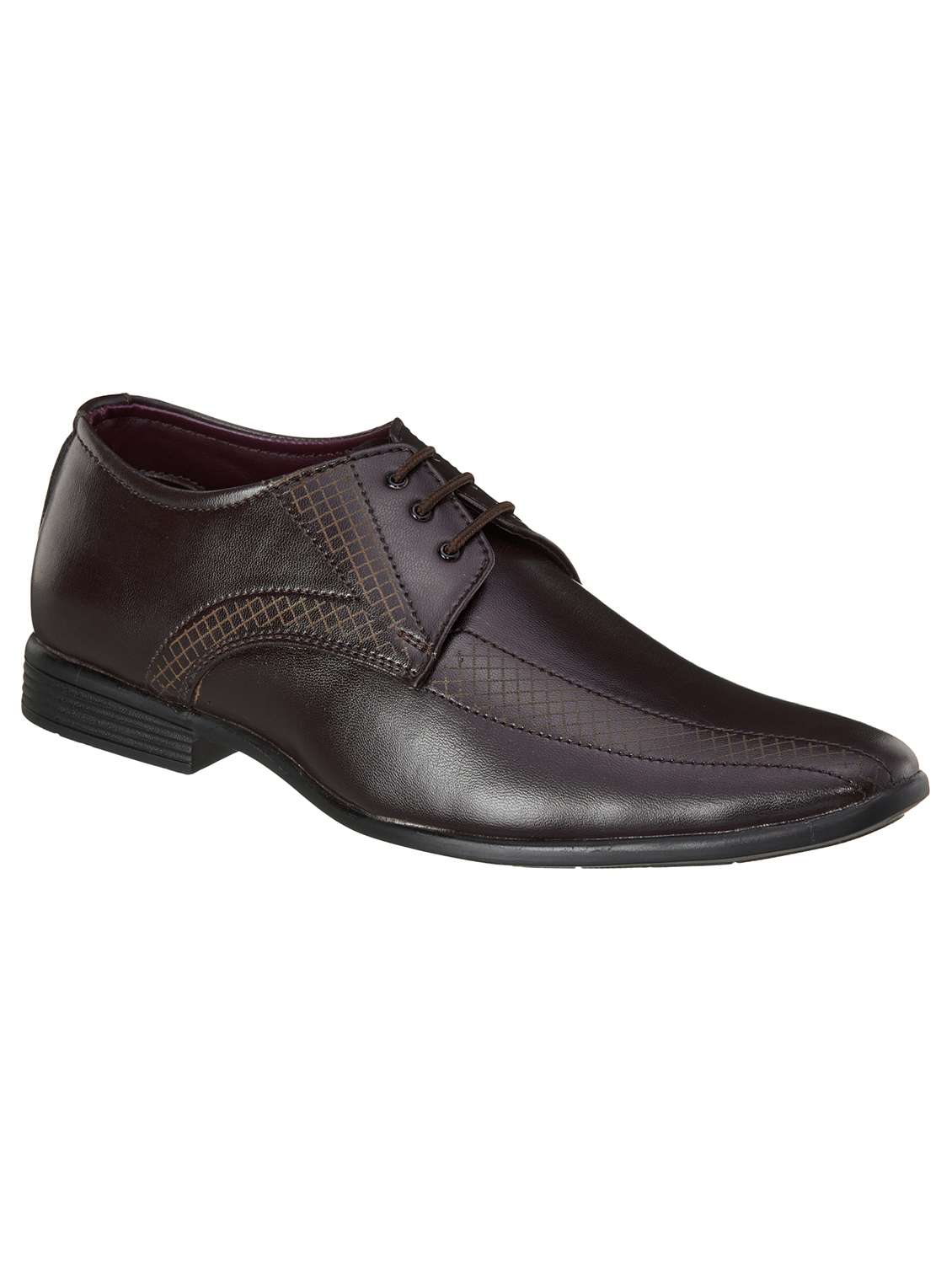 brown synthetic & mesh laceup derbies