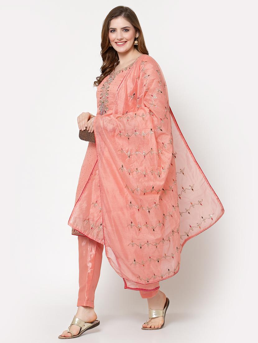 orange straight pant suit unstitched suit - 18407975 - Standard Image - 2