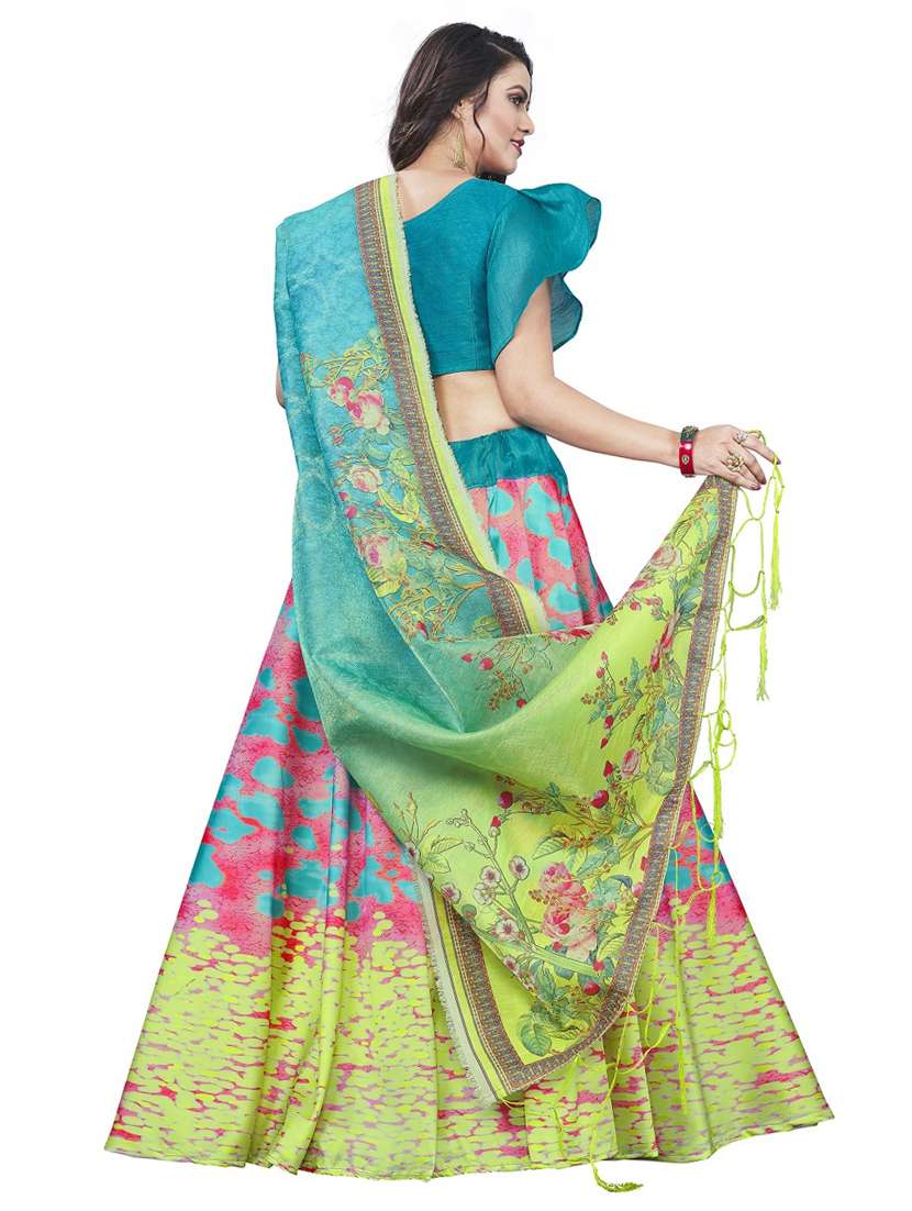 green silk flared lehenga - 18408048 - Standard Image - 2