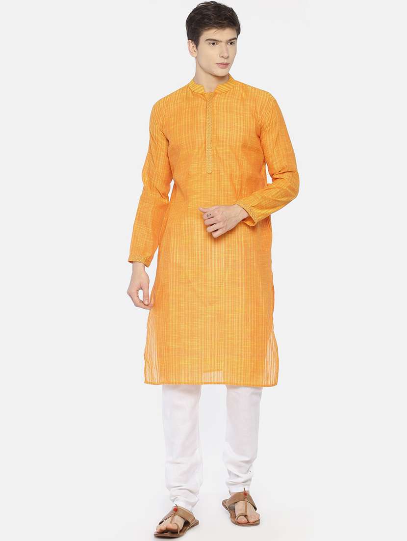 yellow striped long kurta