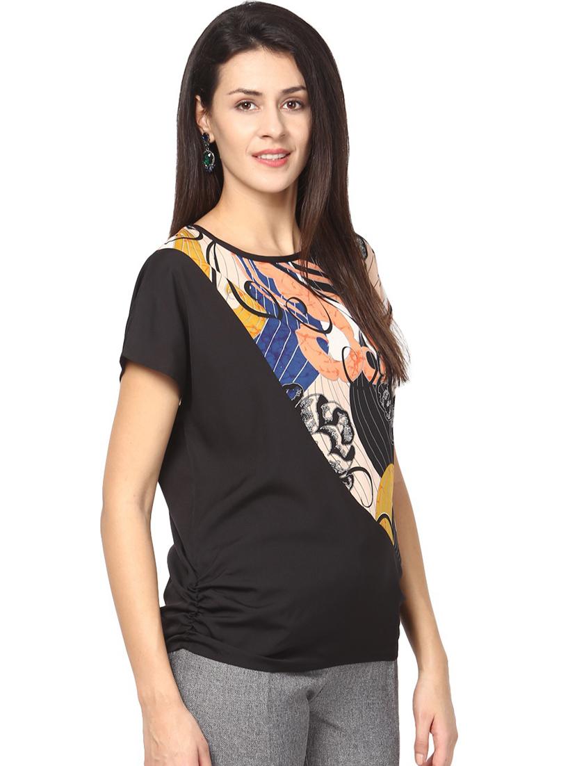 round neck printed regular top - 18408816 - Standard Image - 2